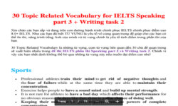 30 Topic Related Vocabulary for IELTS Speaking Part 3 + Writing Task 2