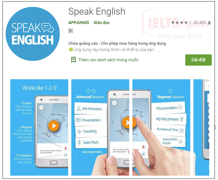 Phần mềm luyện kỹ năng Nói - Speak English - Listen, Repeat, Compare